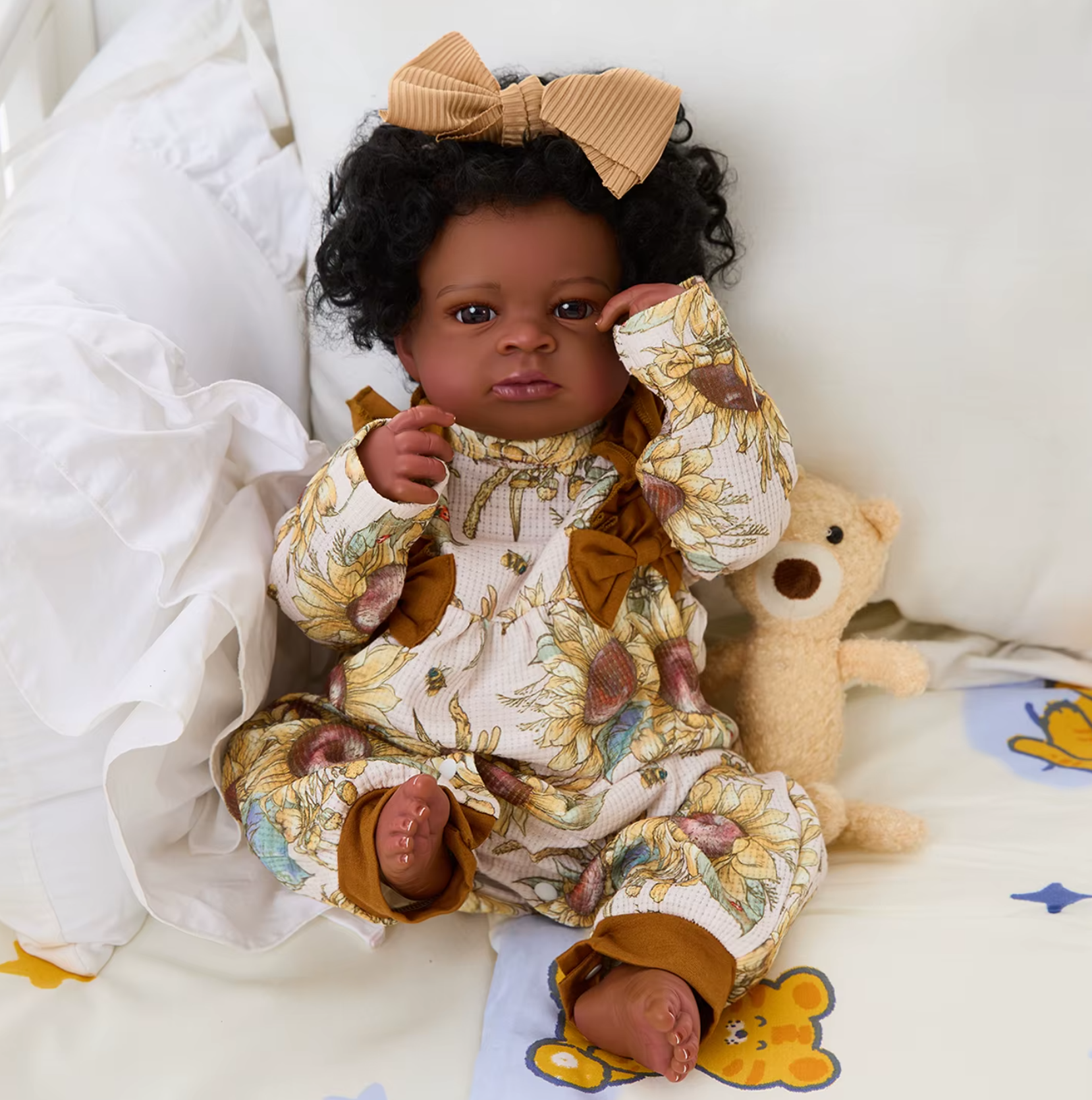 Lanny African American Reborn Doll with Dark Skin