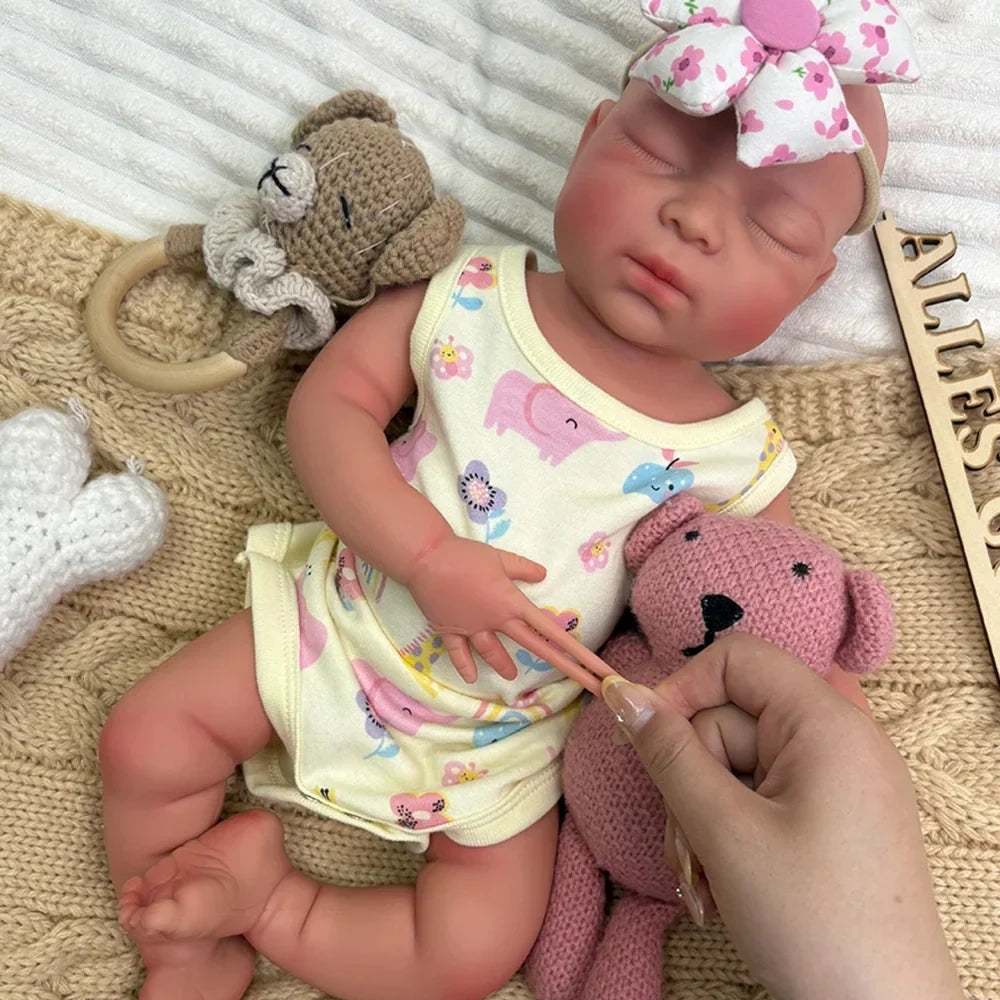 Aria 17-Inch Full Silicone Baby Doll – Realistic Sleeping Reborn Baby Girl with Open Mouth – photo 3