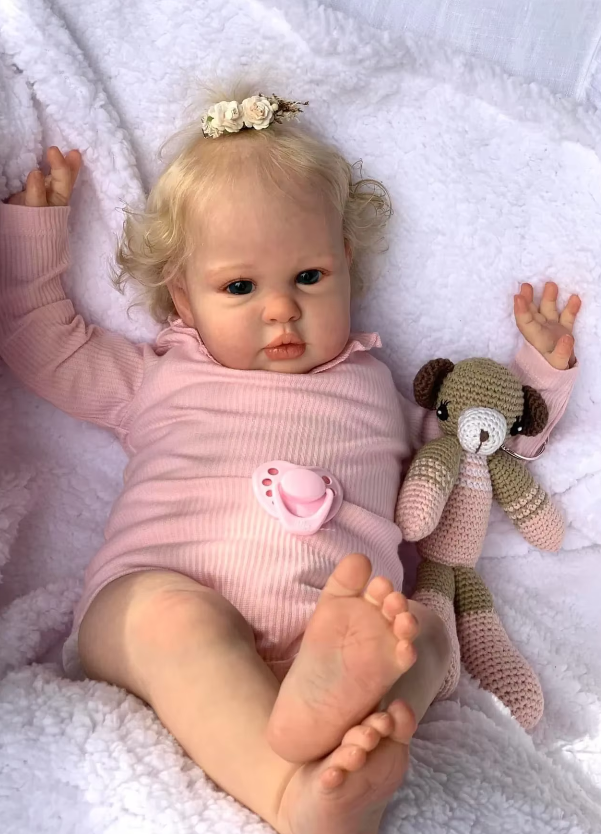 Ellie Realistic Reborn Baby Girl Doll with Hand-Rooted Hair