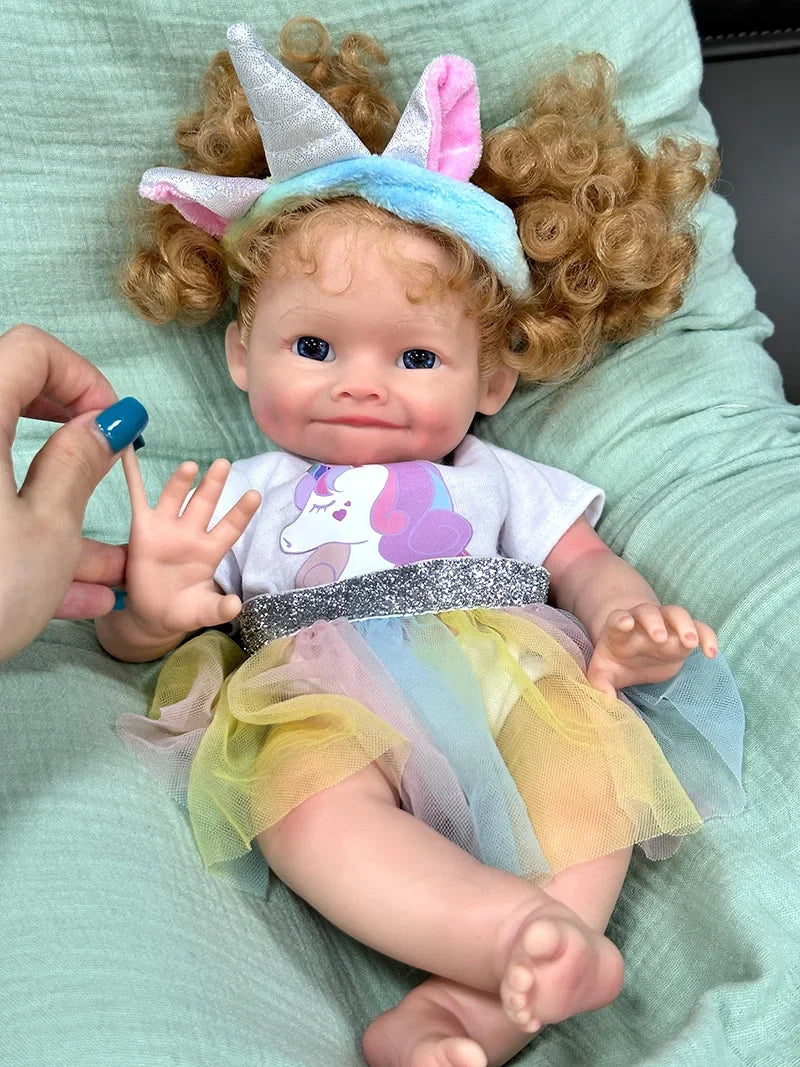 Maya – 16" Full Body Silicone Reborn Baby Girl Doll with Hand Rooted Blonde Hair – photo 2