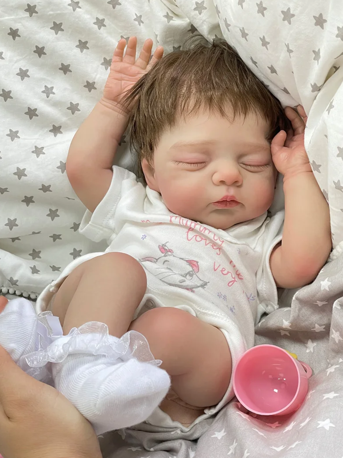 Mila Sleeping Newborn Reborn Baby Girl Doll with Hair