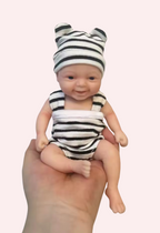 Realistic Palm Sized Mini Reborn Doll Noah with Smiling Silicone Baby