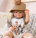 Silicone Baby Reborn Girl Doll with Curly Brown Hair