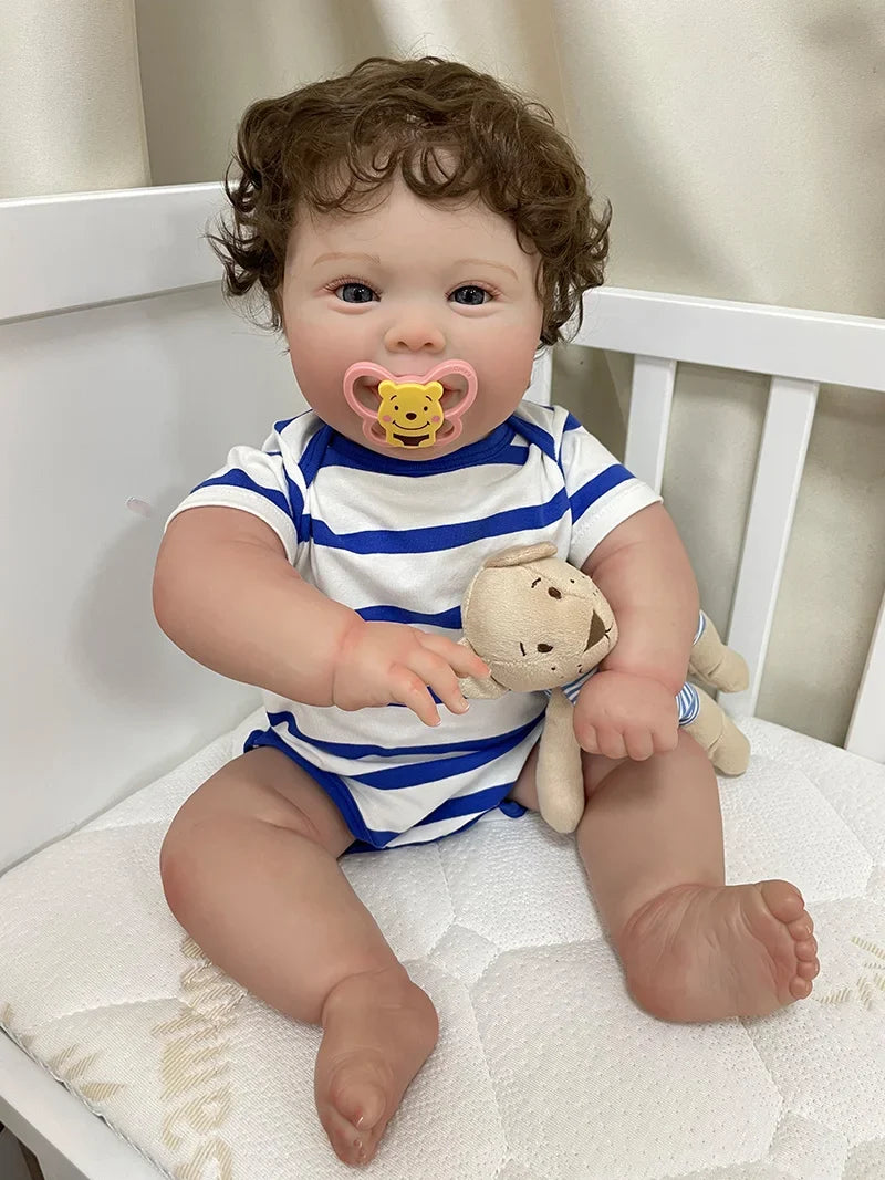 Nicola bambola reborn con capelli sintetici impiantati