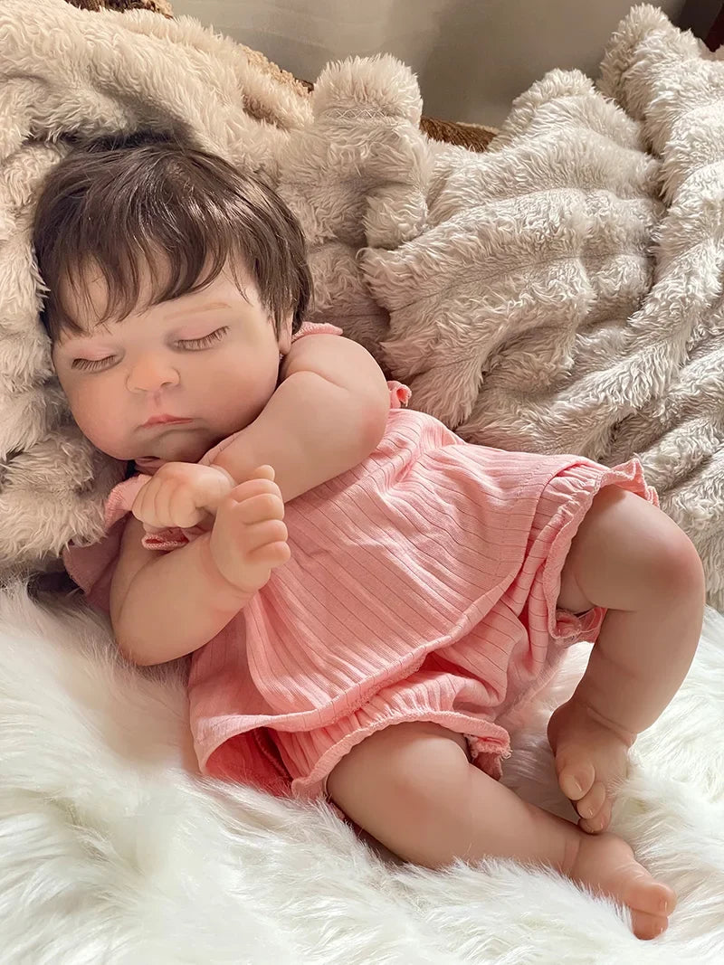 Sara bambola reborn con capelli folti impiantati