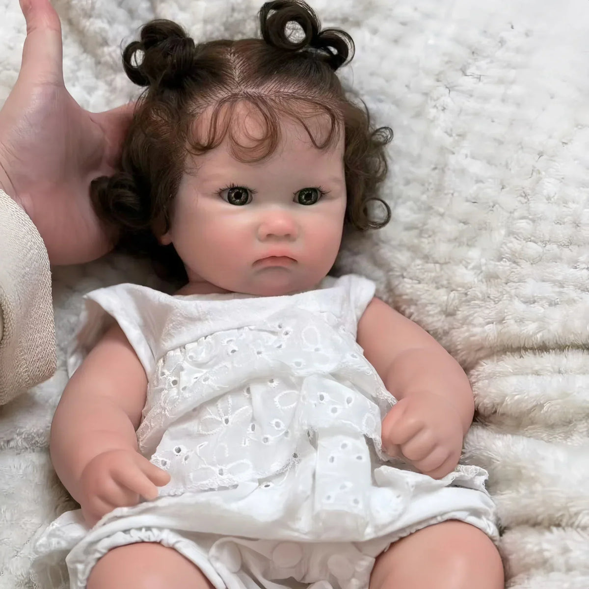 Charlotte 18-Inch Full Silicone Baby Doll Girl with Hand-Rooted Hair – photo 4