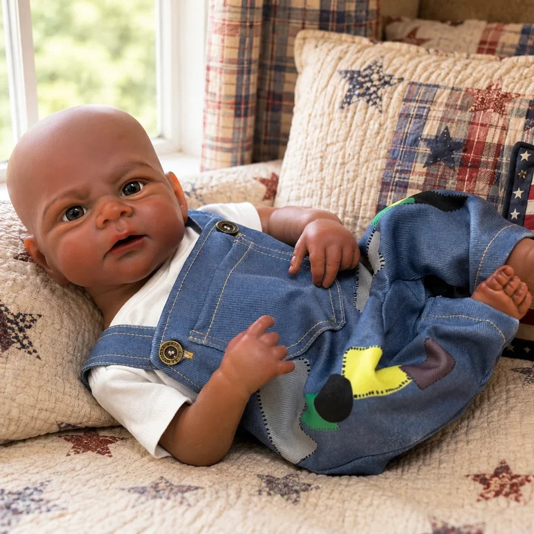 Amari 18-Inch African American Full Silicone Baby Doll Boy – photo 2