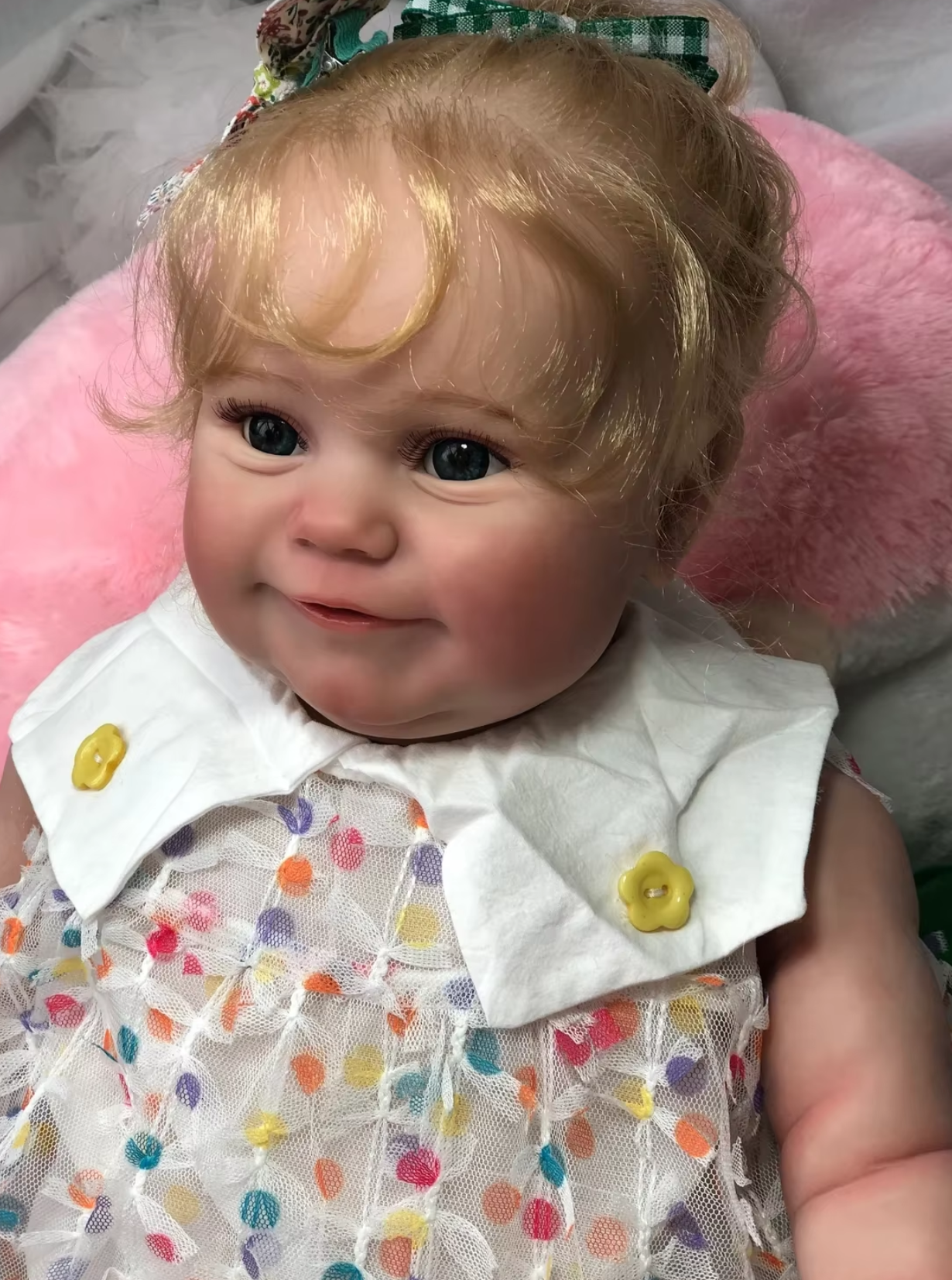 Silicone Reborn Baby Girl Doll "Charlotte" with Blonde Long Curly Hair