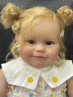 Silicone Reborn Baby Girl Doll "Charlotte" with Blonde Long Curly Hair