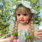 Silicone Baby Reborn Girl Doll with Curly Brown Hair